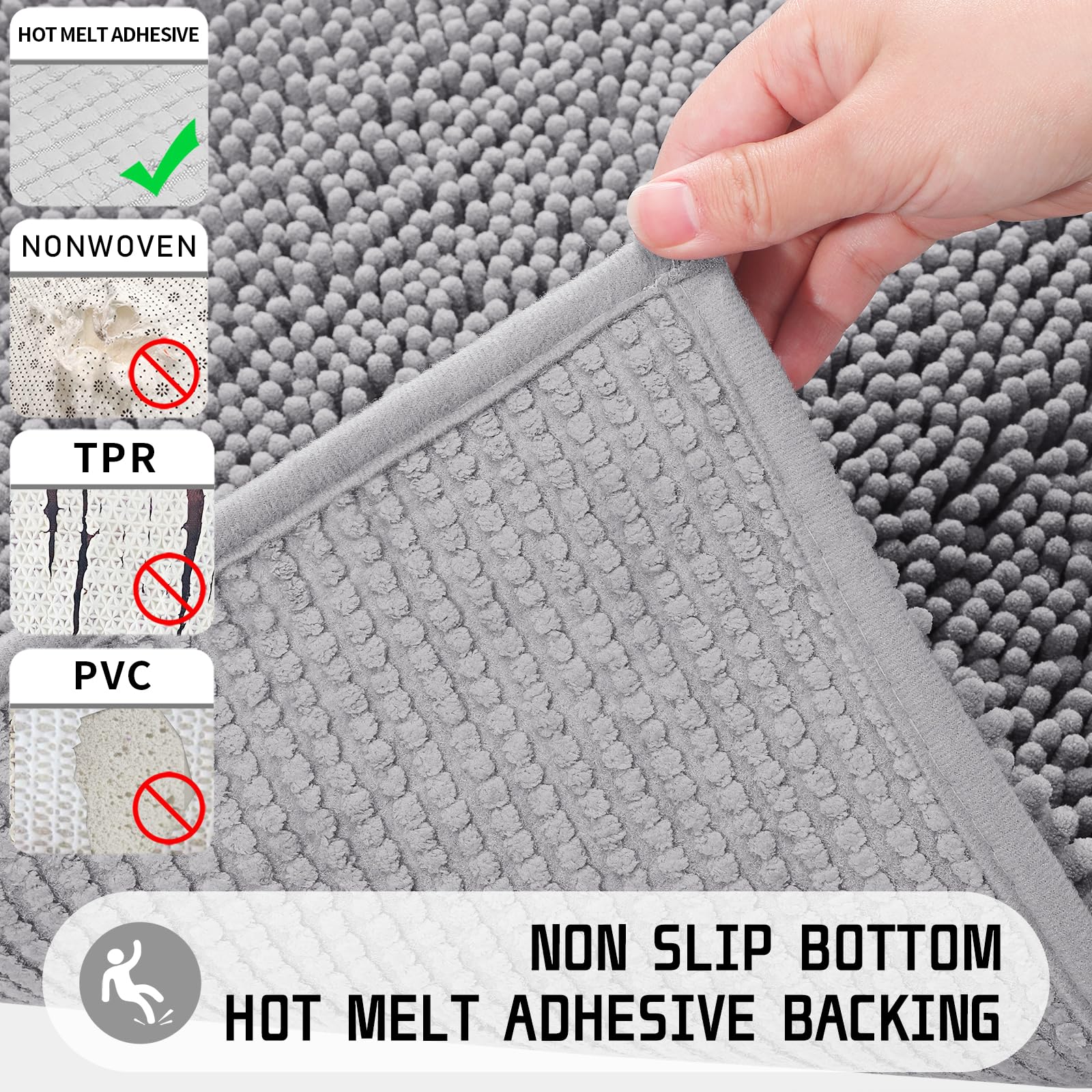 Yimobra Bathroom Rugs, 36 ' ' X 24 ' ', Extra Soft Chenille Bath Rugs, Non-Slip, Water Absorbent, Bath Mats For Bathroom Floor,